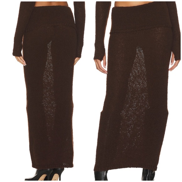NBD Reece Fold Over Maxi Skirt Brown Sweater Style Size XS - Picture 1 of 3